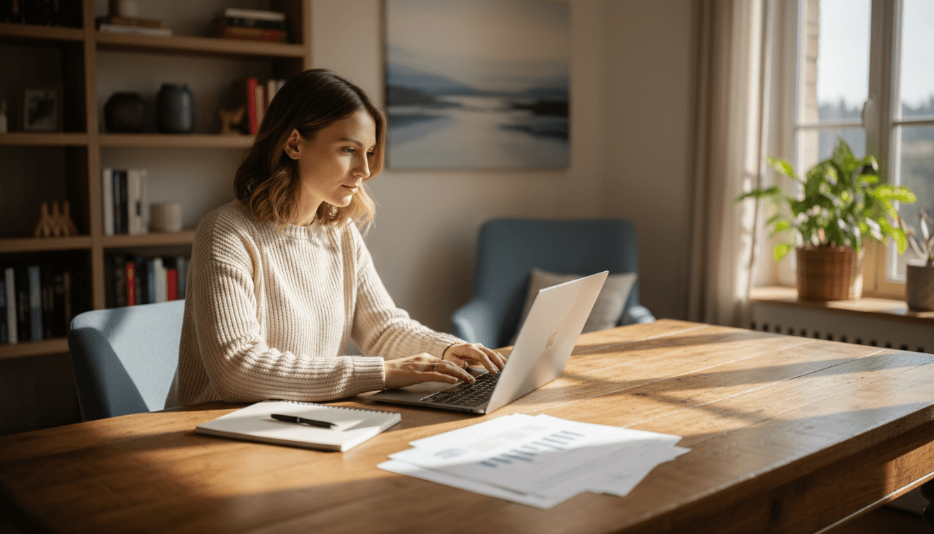 Person reviewing financial documents at desk